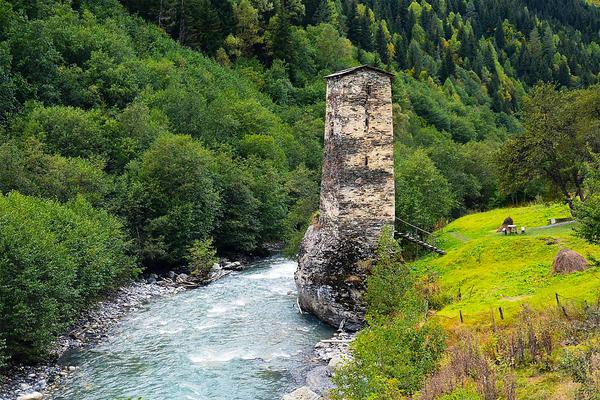 Tower of Love on Enguri River in Svaneti