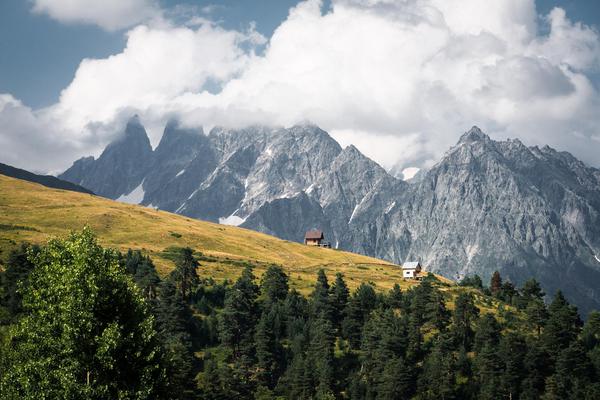 Solitary House in Great Caucasus Mountains