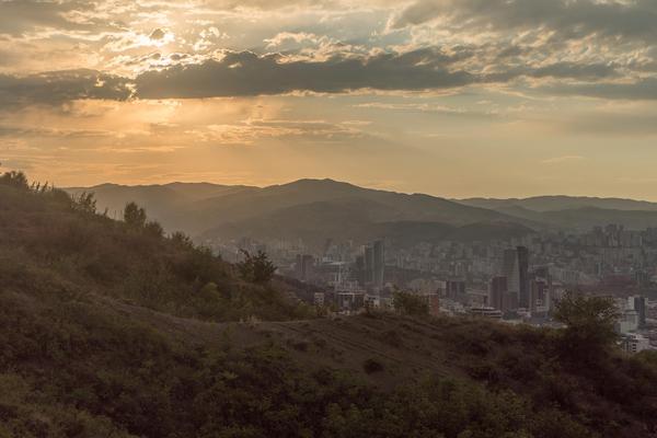 Sunset Over Mtatsminda Mountain in Tbilisi