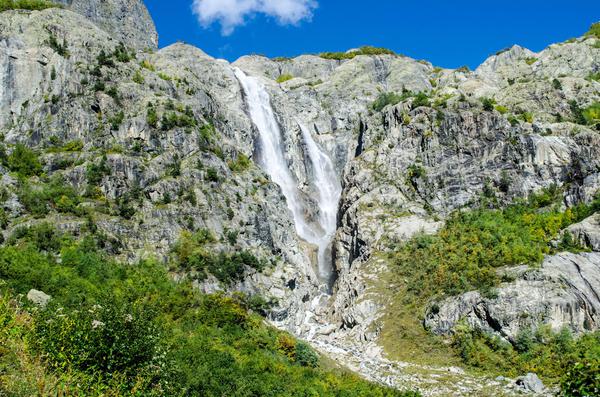 Shdugra Waterfall in Svaneti Mountains