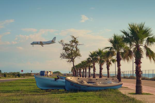 A Private Jet Landing at the Batumi Airport