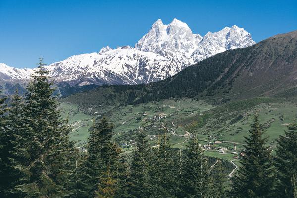 Mount Ushba Panorama in Caucasus Mountains