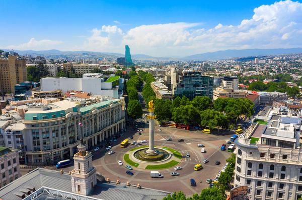 Bird View of the Freedom Square in Tbilisi