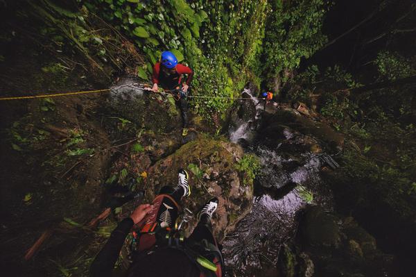 Tourists on a Canyoning Tour in Sopho Canyon in Georgia