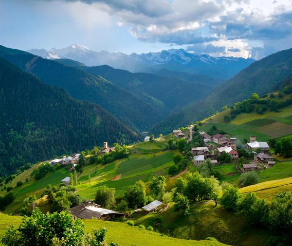 Panoramic View of Leli village in Svaneti, Georgia