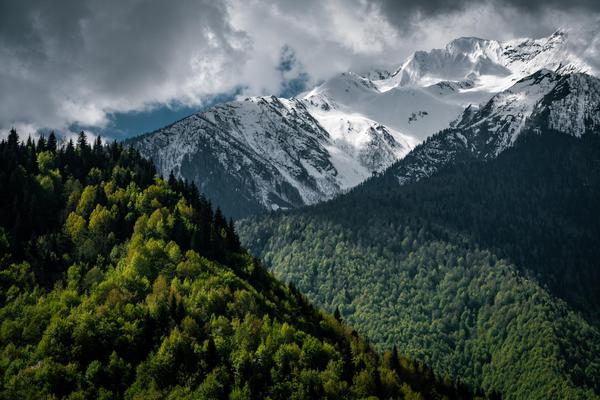 Contrasts Colors of Caucasus Mountains in Svaneti