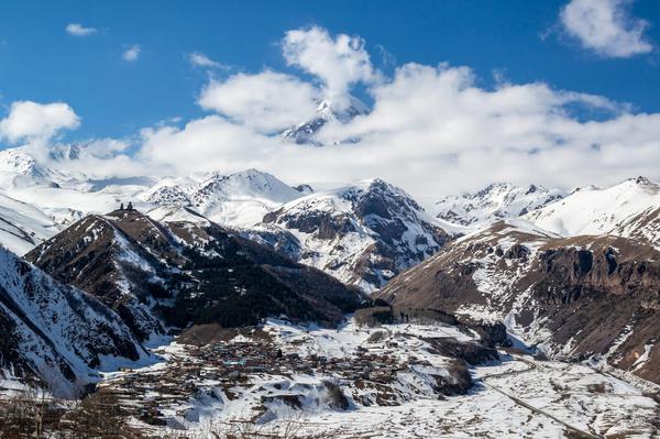 Mount Kazbek & Gergeti Church in Winter