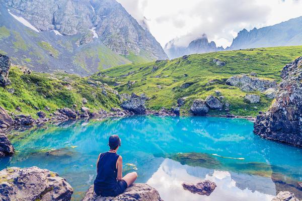 Relaxing at the Abudelauri Lake