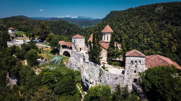 Motsameta Monastery Aerial View