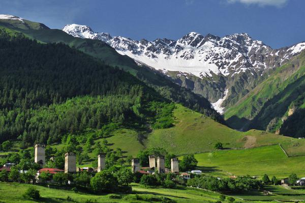 Mestia towers in Svaneti