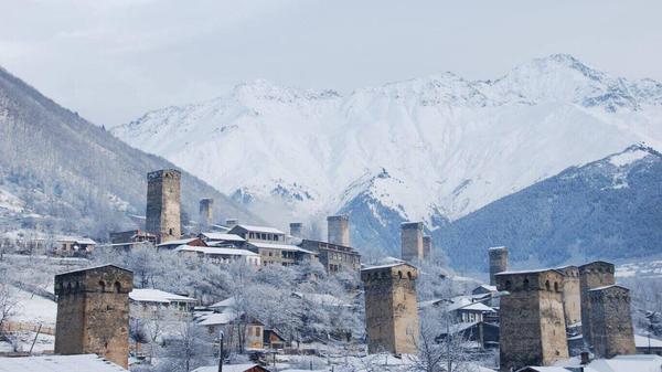 Mestia Towers in Winter