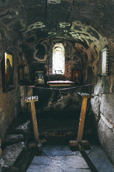 Inside the Lamaria Church in Ushguli