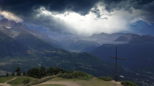 The Cross Over Mestia in Svaneti Mountains