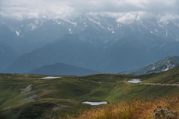 Panorama of Three Koruldi Lakes in Svaneti