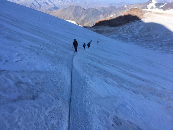 Kazbek Climbing - Tourists on the Way to the Summit