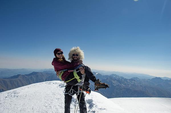 Kazbek Summit - A Couple At the Top of Kazbek