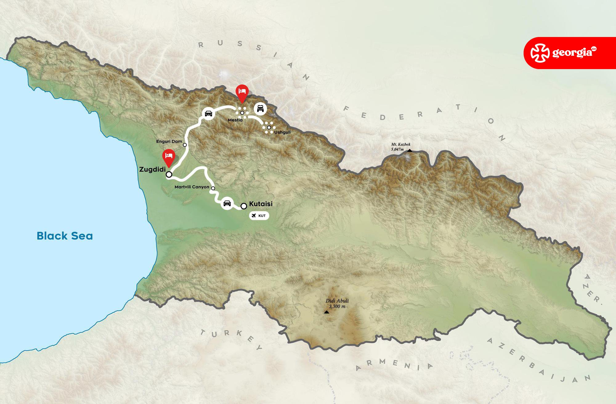 Highland Secrets Of Svaneti Tour Map