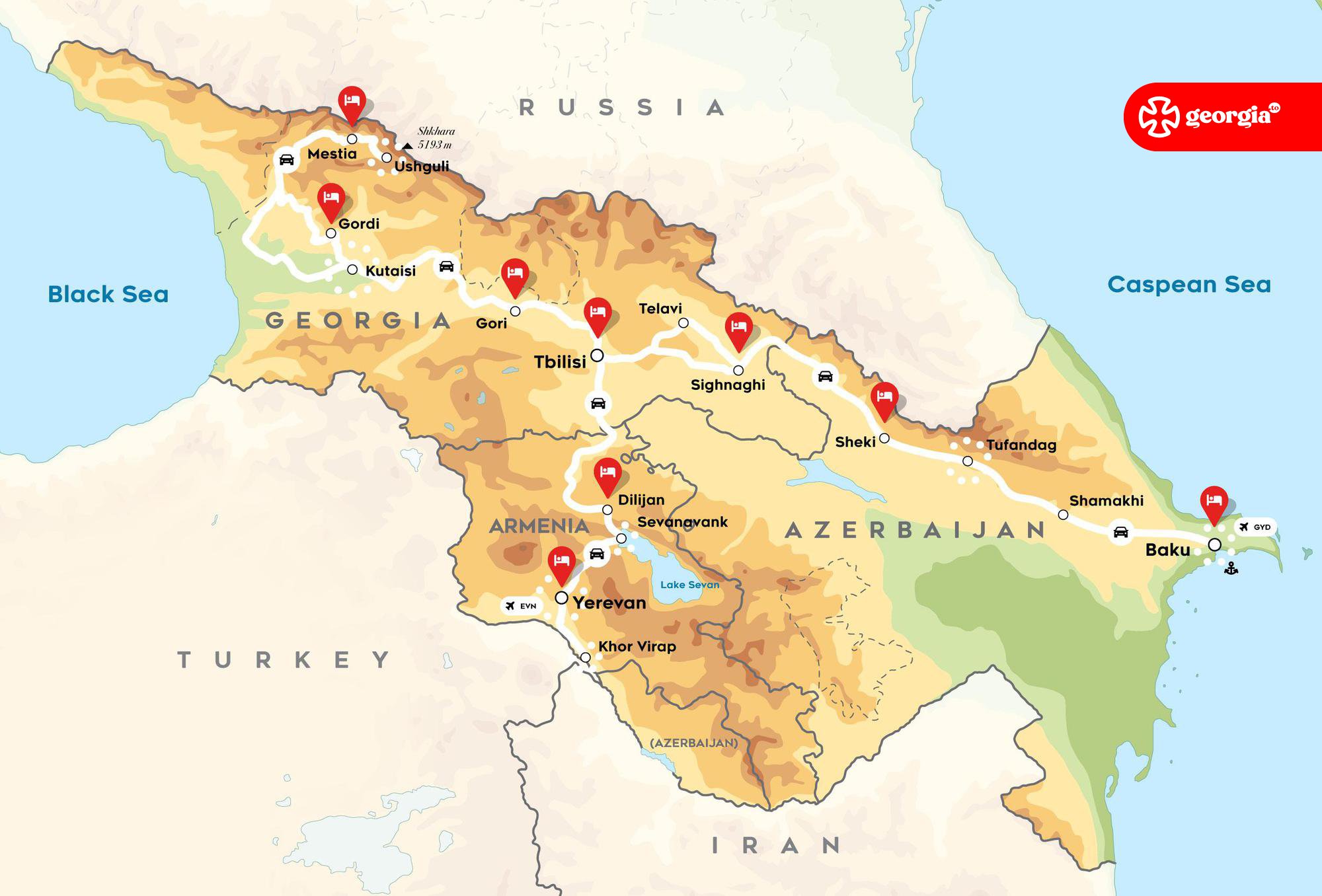 Map of the tour Jewels Of The Caucasus