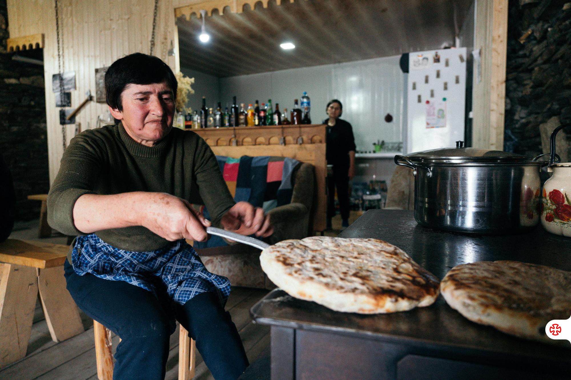 Georgian Woman Cooking Traditional Kubdari Meat Pie