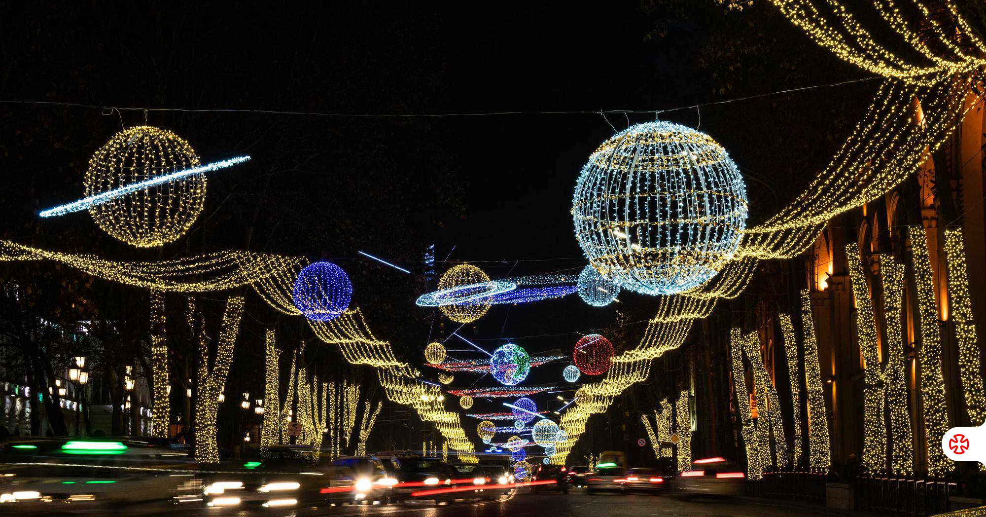 Illuminations on Rustaveli Avenue in Tbilisi