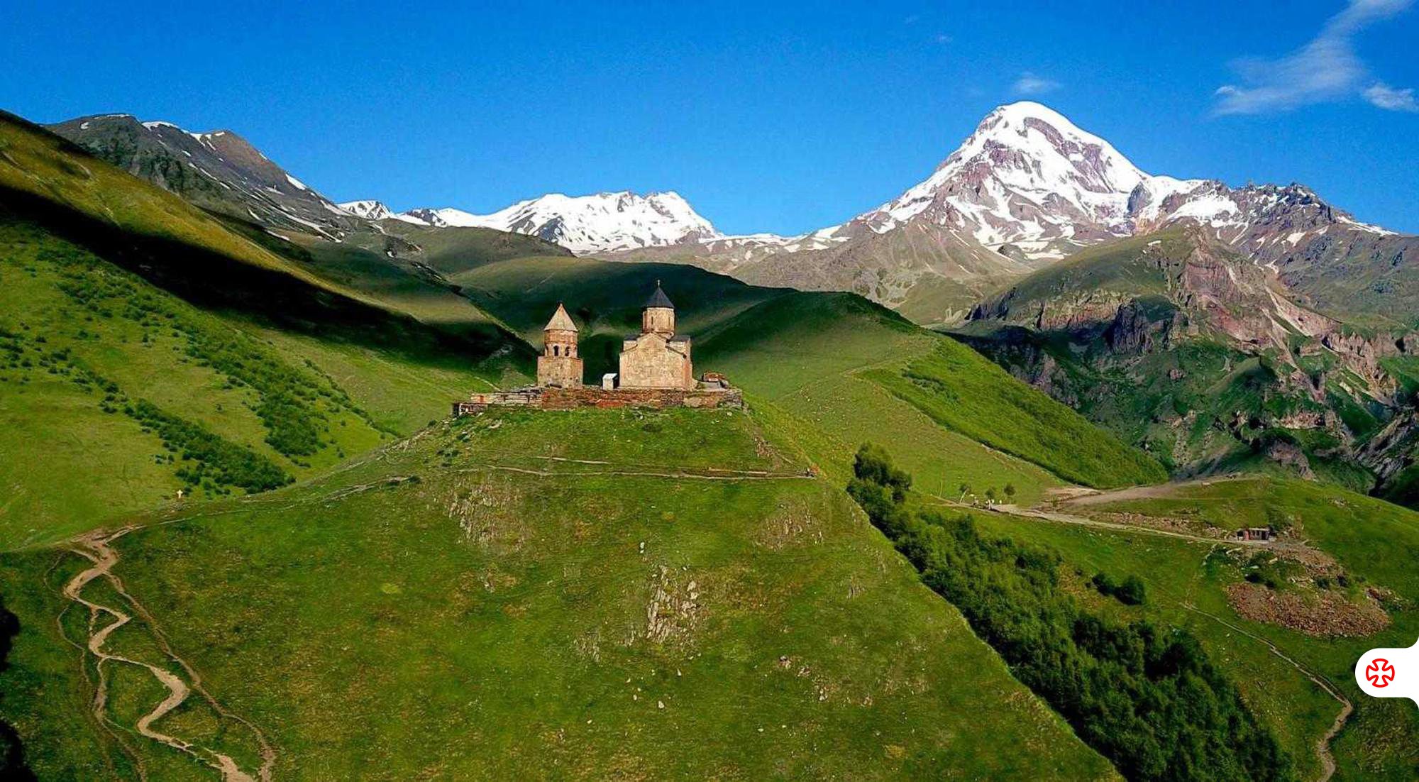 Gergeti Triniti Church aganst Kazbek Mount